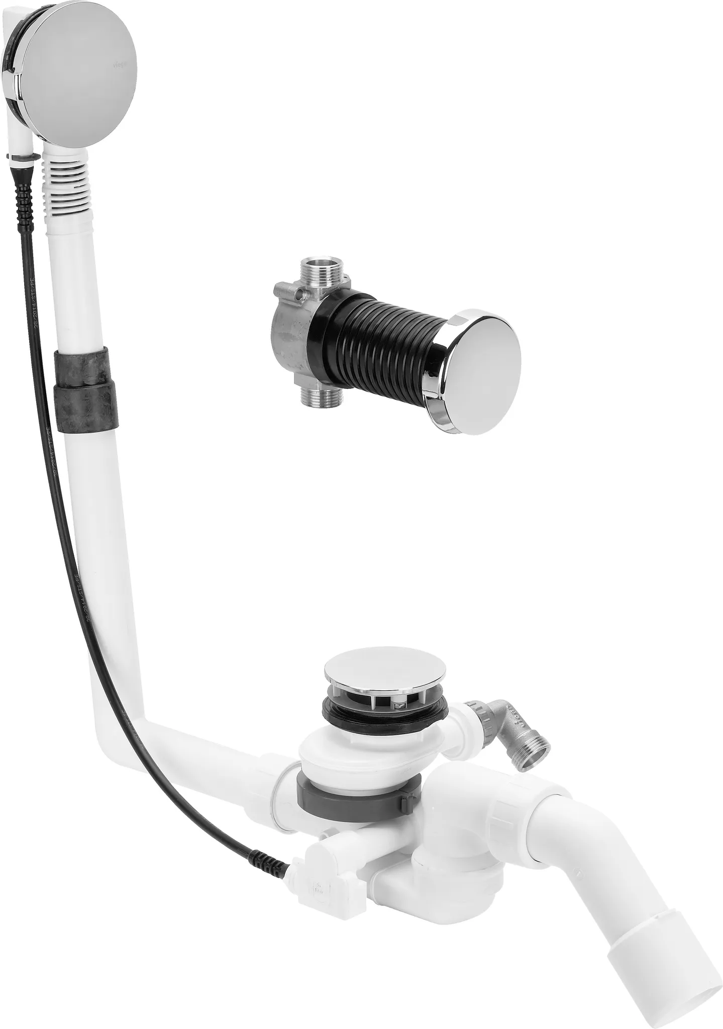 Viega Ab- und Überlaufgarnitur mit Zulauffunktion Modell 6145.4 „Multiplex Trio“ in 540 mm × DN40 / 50 Kunststoff verchromt 19 cm Viega Ab- und Überlaufgarnitur mit Zulauffunktion Modell 6145.4 „Multiplex Trio“ in 540 mm × DN40 / 50 Kunststoff verchromt 19 cm