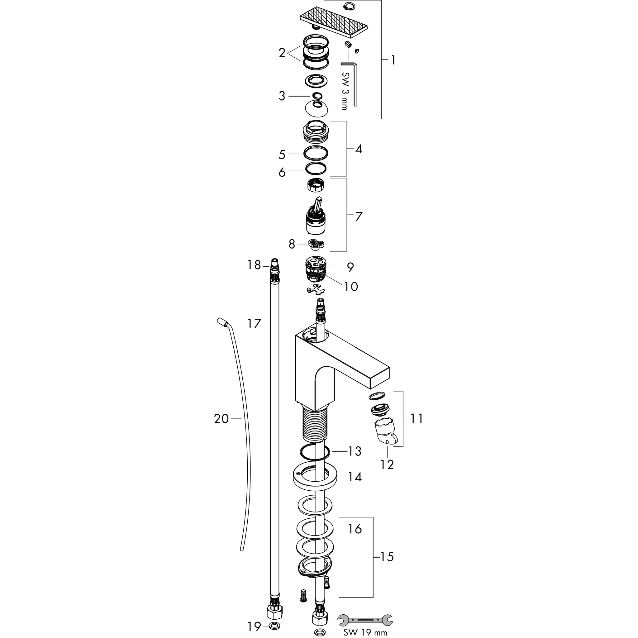 Hansgrohe AXOR Citterio Einhebel-Waschtischmischer 160 mit Hebelgriff und Zugstangen-Ablaufgarnitur - Rautenschliff, Chrom Hansgrohe AXOR Citterio Einhebel-Waschtischmischer 160 mit Hebelgriff und Zugstangen-Ablaufgarnitur - Rautenschliff, Chrom