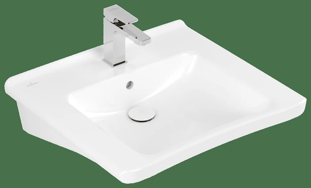 Villeroy & Boch ViCare Waschbecken 4A8060, 600x550mm, Rechteck, 1HL. mit Überlauf, Weiß Alpin