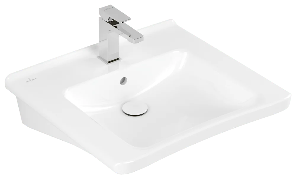 Villeroy & Boch ViCare Waschbecken 4A8060, 600x550mm, Rechteck, 1HL. mit Überlauf, Weiß Alpin