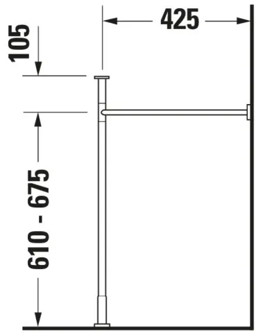 Duravit Metallkonsole Vero, Chrom Poliert, höhenverstellbar, 425x425x715-780 mm, Bodenstehend mit Wandbefestigung