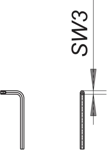Schlüssel zu Sicherheitsschraube M 5, SW 3 Schlüssel zu Sicherheitsschraube M 5, SW 3