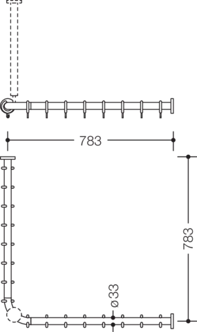 HEWI Duschvorhangstange „Serie 801“ 81,8 × 81,8 cm