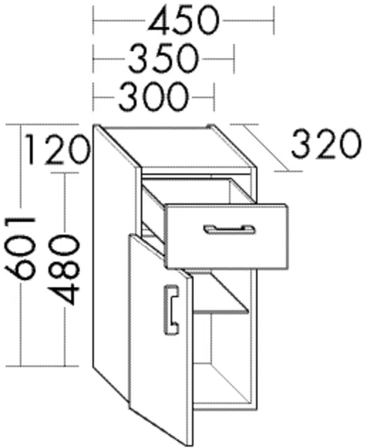 burgbad Hochschrank „Sys30“ 340 × 601 × 360 mm in Eiche Dekor Cashmere