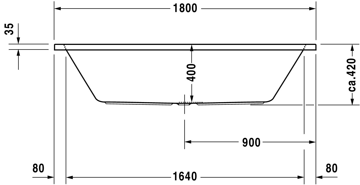 Duravit Whirlwanne „D-Code“ rechteck 180 × 80 cm, Mittelablauf 