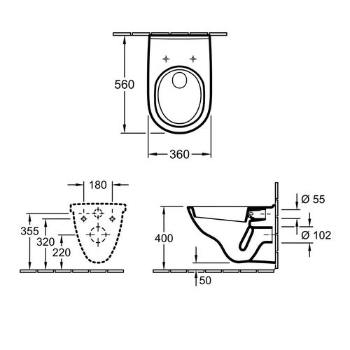 Wand-Tiefspül-WC „O.novo“ Wand-Tiefspül-WC „O.novo“