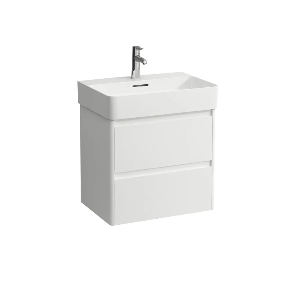 Waschtischunterbau BASE 2.0 für VAL 400x521x515 2 Schubladen mit Griffmulde für Waschtisch H810283 weiß matt