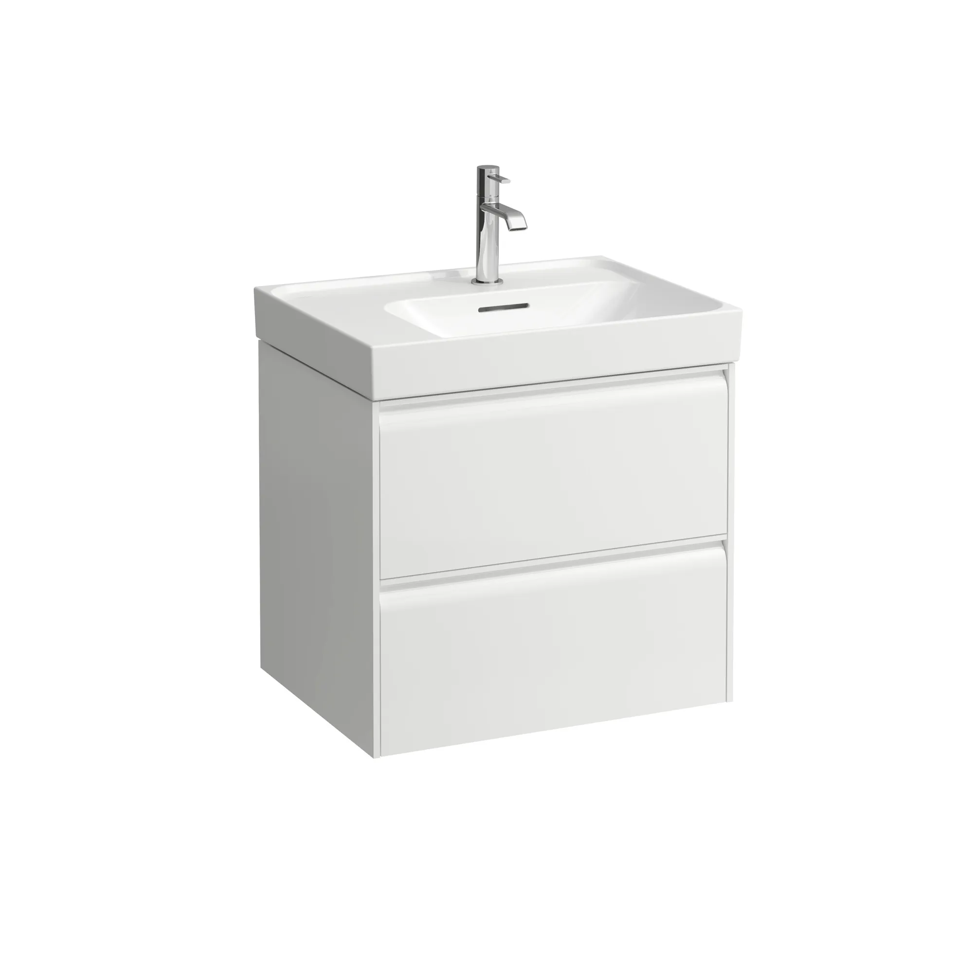 Waschtischunterbau MEDA 448x584x515 2 Schubladen integrierte Griffleiste für Waschtisch H817112 weiß matt