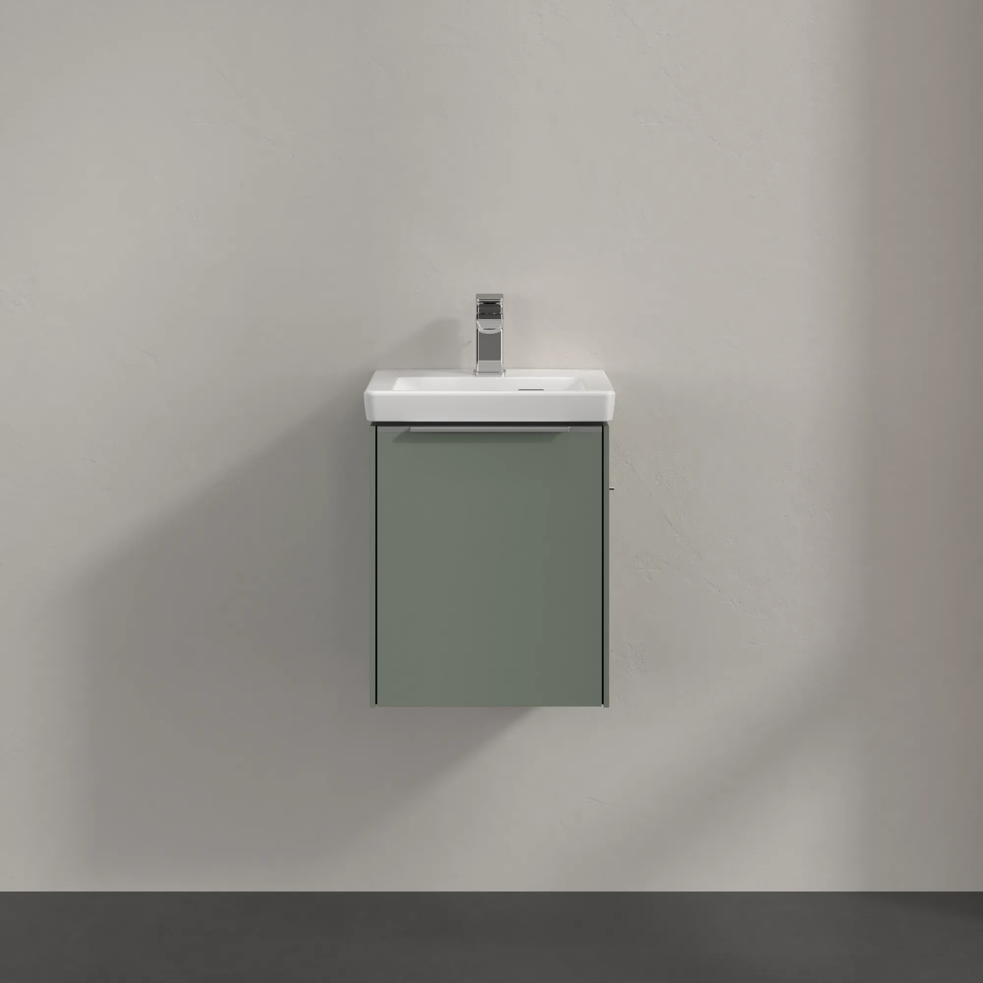 Villeroy & Boch Waschbeckenunterschrank Subway 3.0, eckig, Soft Green, 429 mm Höhe, 351 x 293 mm, mit Aluminiumgriff und SoftClosing