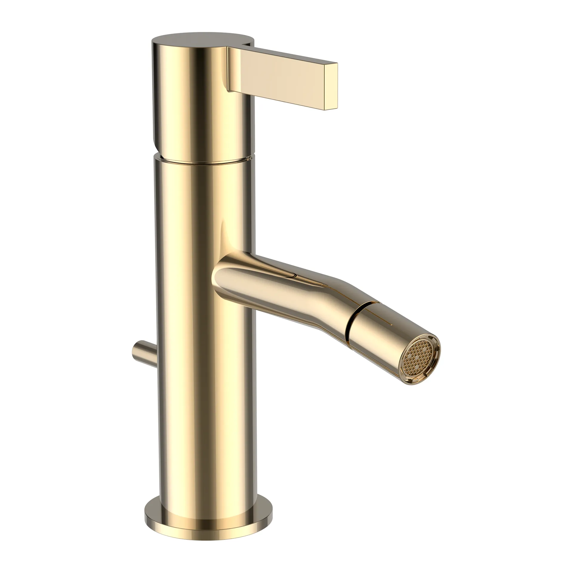 Einhebel-Bidetmischer, Kartell Ausladung 110 mm, Festauslauf, ohne Ablaufventil, mit Zugstange, PVD Gold Einhebel-Bidetmischer, Kartell Ausladung 110 mm, Festauslauf, ohne Ablaufventil, mit Zugstange, PVD Gold