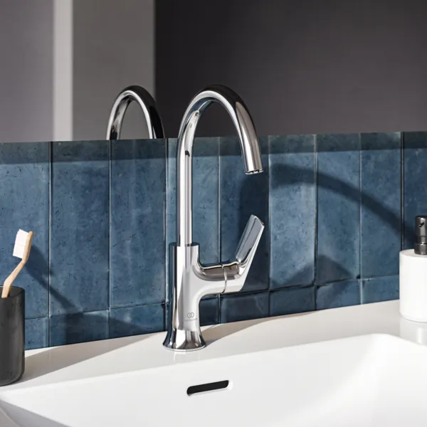 Waschtischarmatur hoher Auslauf La Dolce Vita mit Ablaufgarnitur Brushed Gold