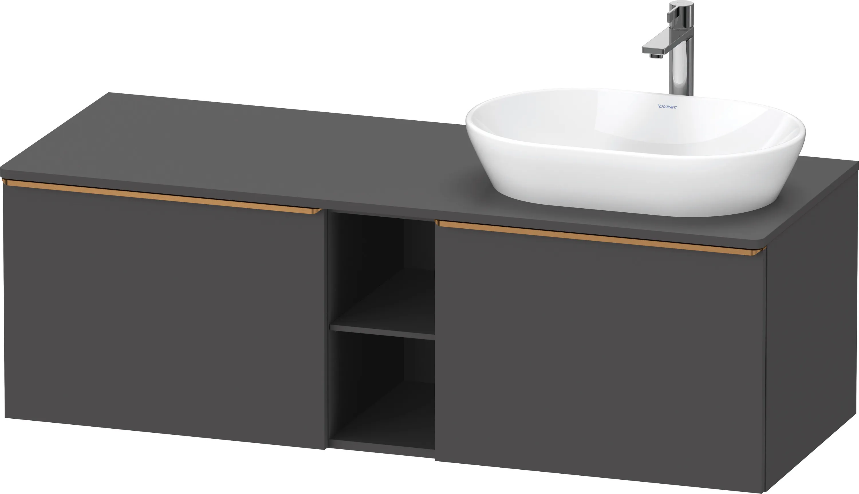 Duravit Waschtischunterschrank wandhängend „D-Neo“ 140 × 45,9 × 55 cm Graphit Matt