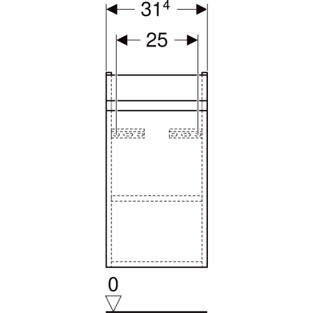 Renova Plan Unterschrank für Handwaschbecken, mit einer Tür, verkürzte Ausladung: 31.4x60.5x22cm, Breite Waschtisch=36cm, Nussbaum hickory hell