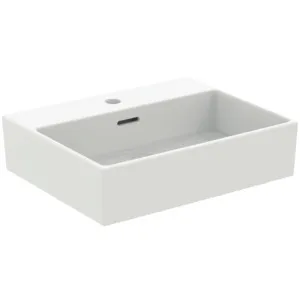 Waschbecken „Extra“ 50 × 40 × 15 cm, Hahnlochposition mittig in Seidenweiß