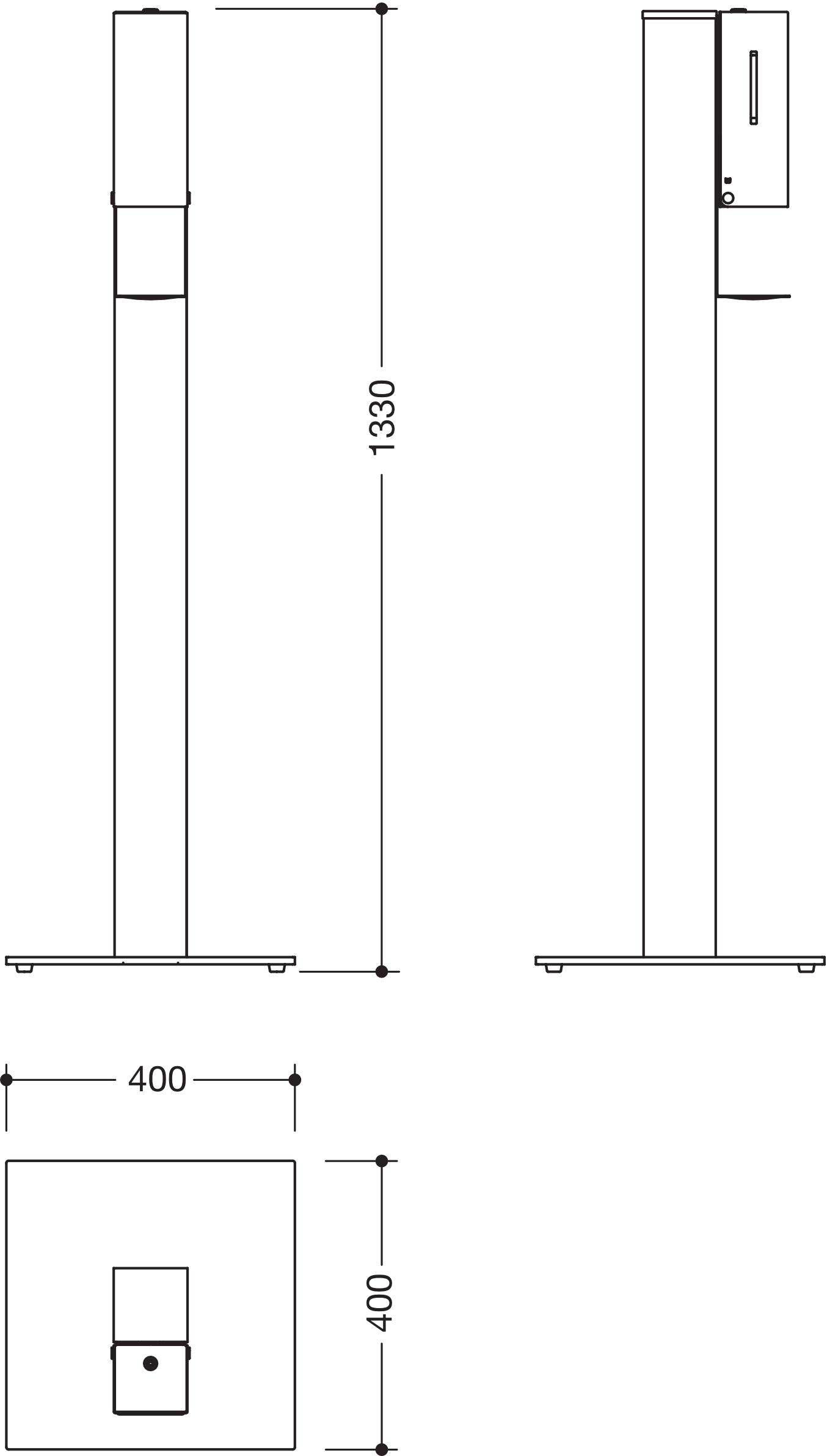 HEWI Desinfektionsspender „System 900“ 40 × 40 × 133 cm