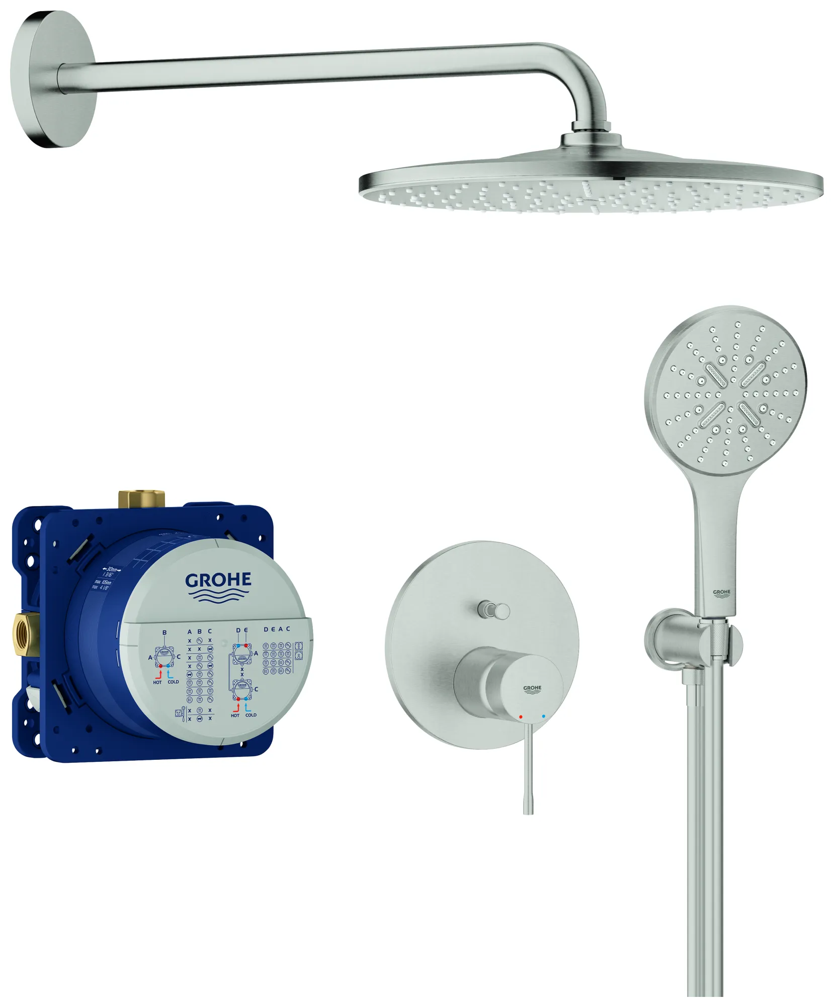 Unterputz-Duschsystem Essence 25287, mit UP-Einhandmischer mit 2-Wege-Umstellung, Rapido SmartBox, Kopfbrause Rainshower Mono 310, Rainshower SmartActive 130 Handbrause, Wandabgangsbogen, Brauseschlauch, chrom Unterputz-Duschsystem Essence 25287, mit UP-Einhandmischer mit 2-Wege-Umstellung, Rapido SmartBox, Kopfbrause Rainshower Mono 310, Rainshower SmartActive 130 Handbrause, Wandabgangsbogen, Brauseschlauch, chrom