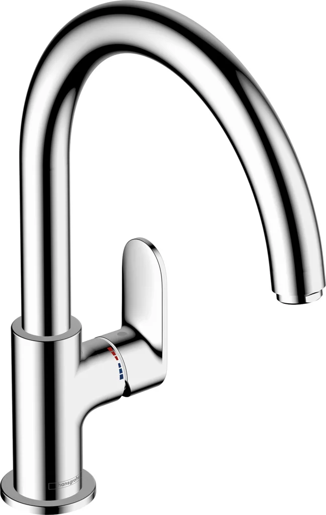 Hansgrohe Vernis Blend M35 Einhebel-Küchenmischer 210, Chrom, Schwenkbereich einstellbar in 2 Stufen auf 120° oder 360°, Normalstrahl, maximale Durchflussmenge bei 3 bar: 11,1 l/min, Keramikmischsystem, für Durchlauferhitzer geeignet