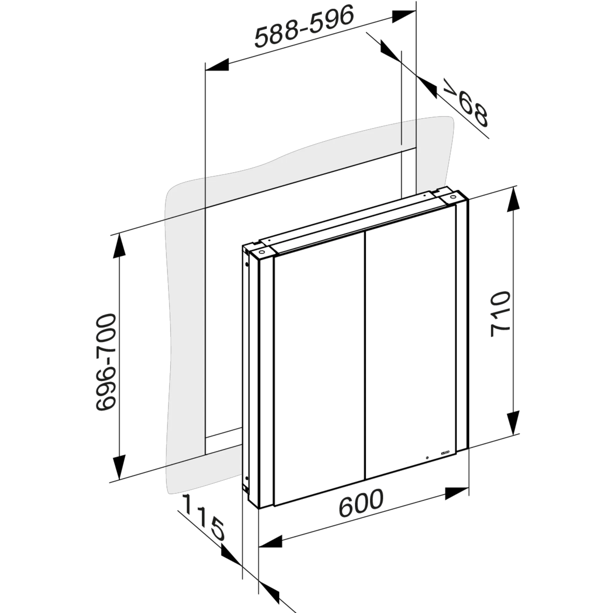 KEUCO SOMARIS Spiegelschrank Wandeinbau 2-türig 600x710x115mm verspiegelt