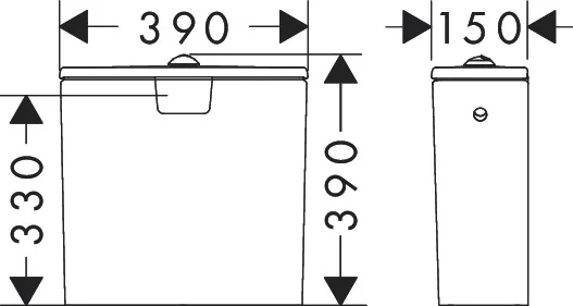 Hansgrohe EluPura Original Q Aufsatzspülkasten mit seitlichem Wasseranschluss, weiß, Typ 1, Vollmenge 6 l nach EN997, Bedienung über Druckknopf, duale Spülung
