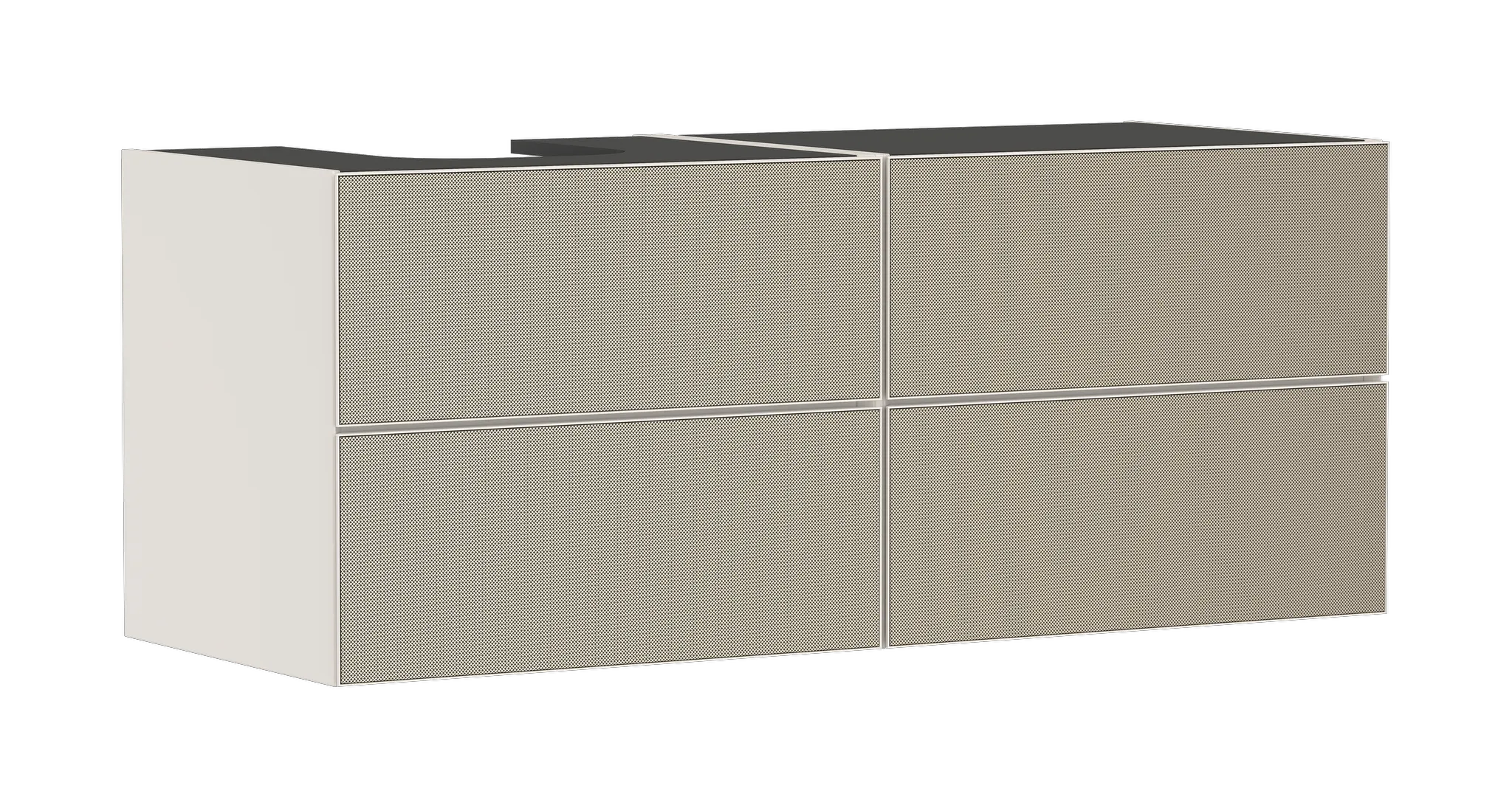 Xevolos E Waschtischunterschrank Sandbeige Matt 1370/550 mit 4 Schubkästen für Konsolen mit Aufsatzwaschtisch geschliffen links Bronze Struktur