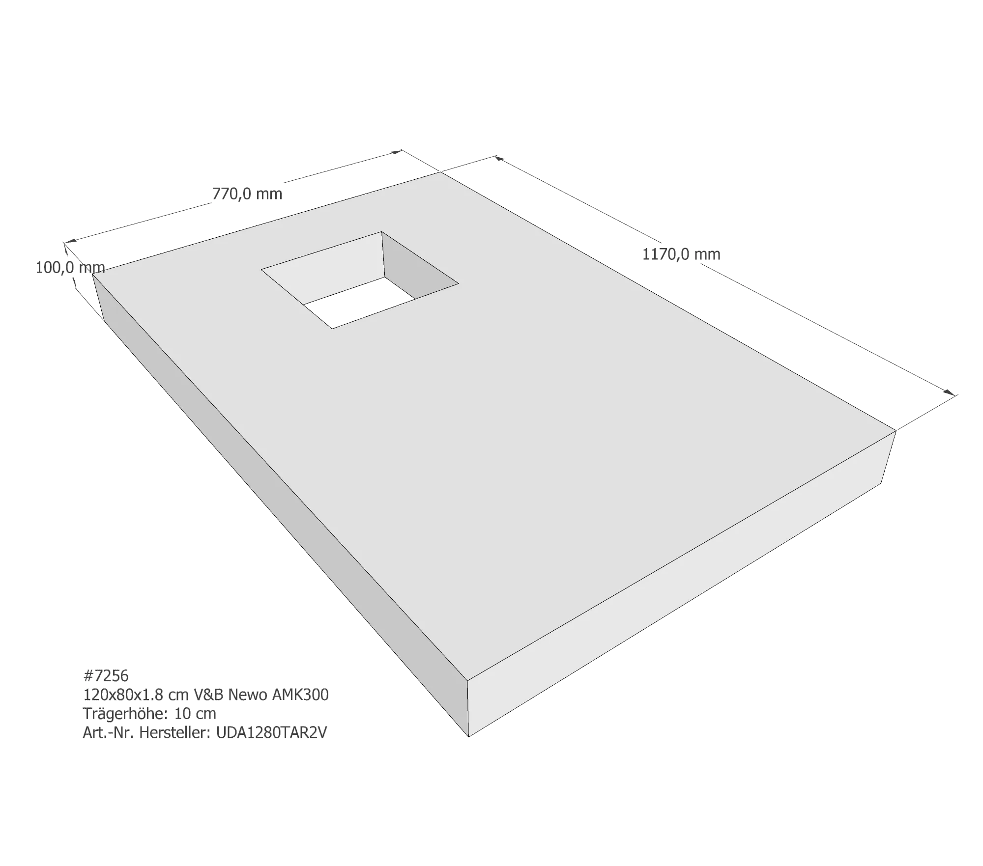 Duschwannenträger passend für Villeroy & Boch Newo 120 × 80 × 1,8 cm Duschwannenträger passend für Villeroy & Boch Newo 120 × 80 × 1,8 cm
