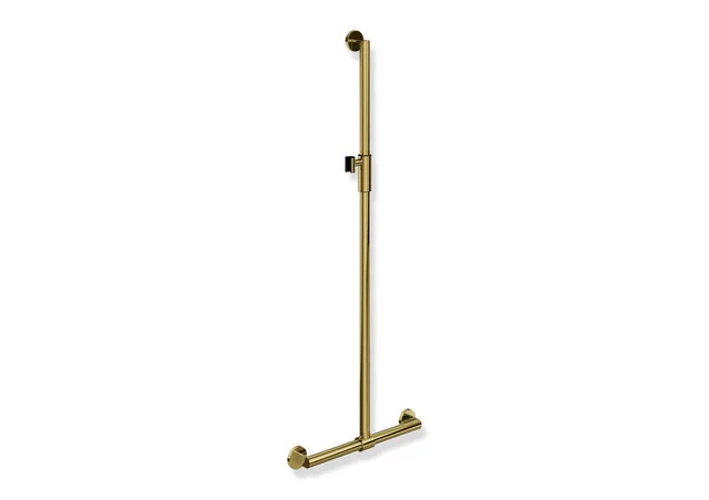 HEWI Duschhandlauf System 900, Edelstahl PVD Gold glänzend, 1.250 mm x 457 mm, verschiebbarer Brausehalter