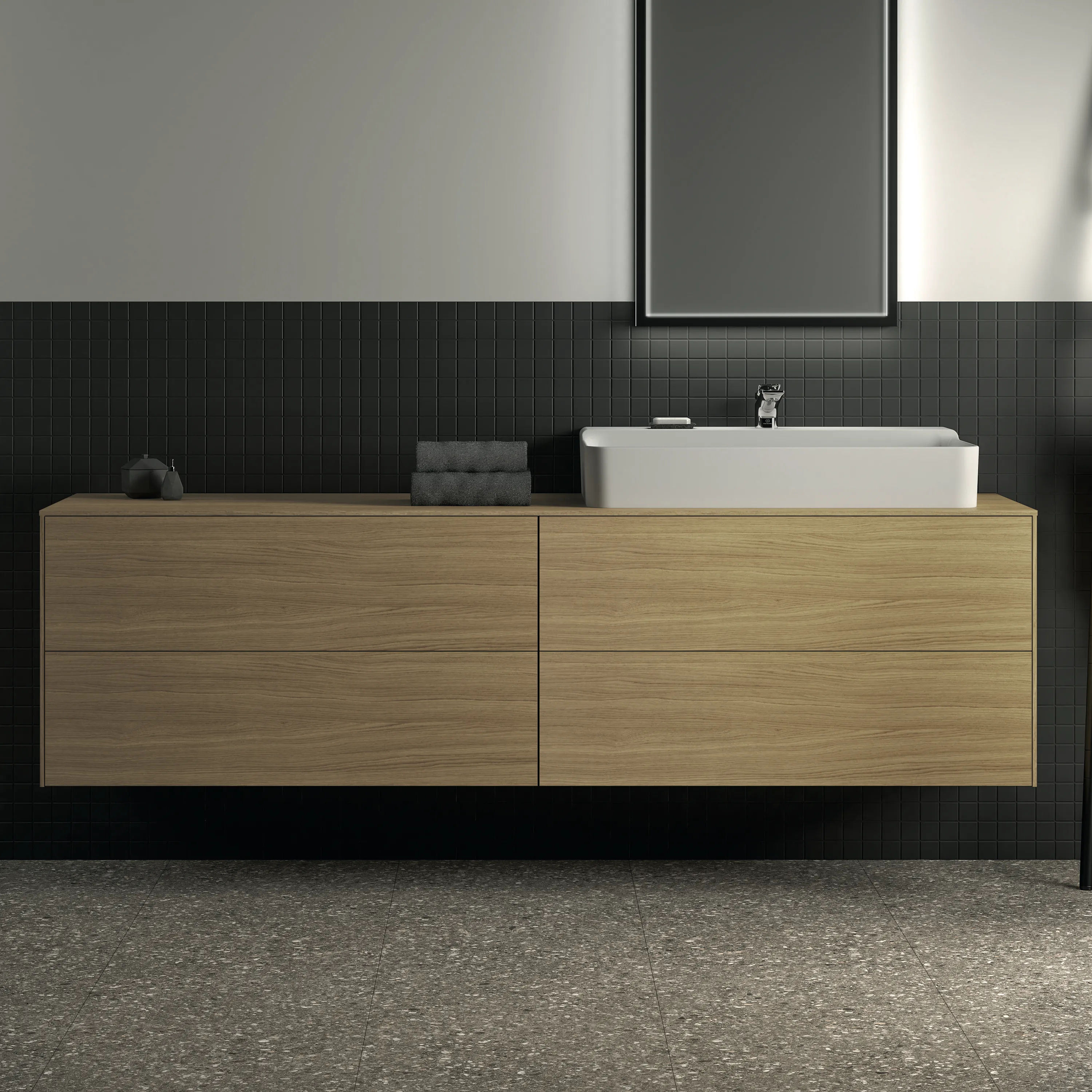 Ideal Standard Waschtischunterschrank „Conca“ 198,7 × 55 × 50,5 cm Eiche hell Furnier