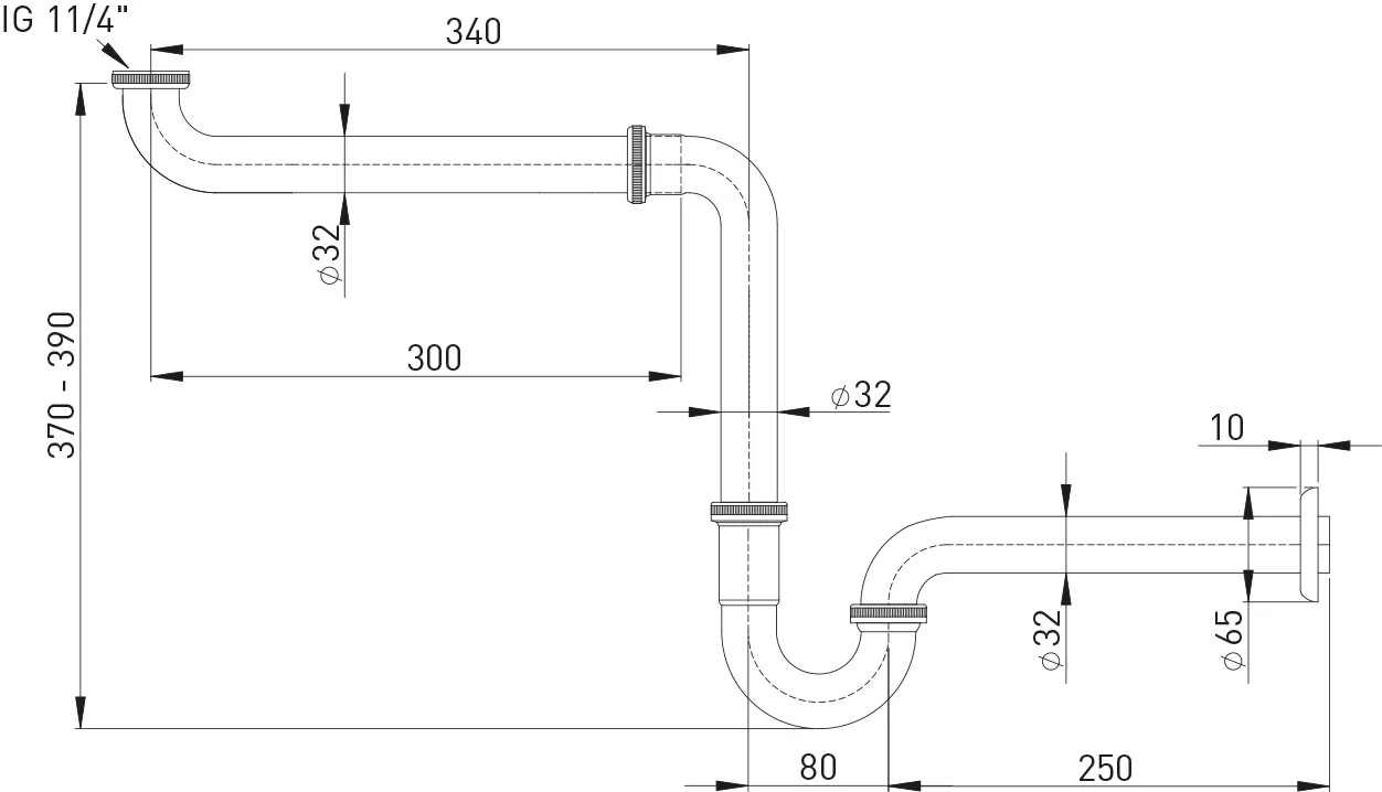 Raumschaffer-Röhrengeruchverschluss Messing vc, 1 1/4″ x 32 mm