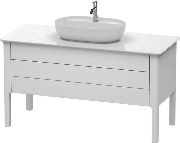 Duravit Waschtischunterschrank bodenstehend „Luv“ 133,8 × 74,3 × 57 cm Becken: mittig / Front- & Korpusfarbe: Weiß Seidenmatt / Größe: 133,8 × 57 × 74,3 cm / Schubladen: 2 Duravit Waschtischunterschrank bodenstehend „Luv“ 133,8 × 74,3 × 57 cm Becken: mittig / Front- & Korpusfarbe: Weiß Seidenmatt / Größe: 133,8 × 57 × 74,3 cm / Schubladen: 2