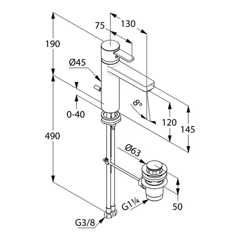Kludi ZENTA XXL Waschtisch-EHM 120mm chrom