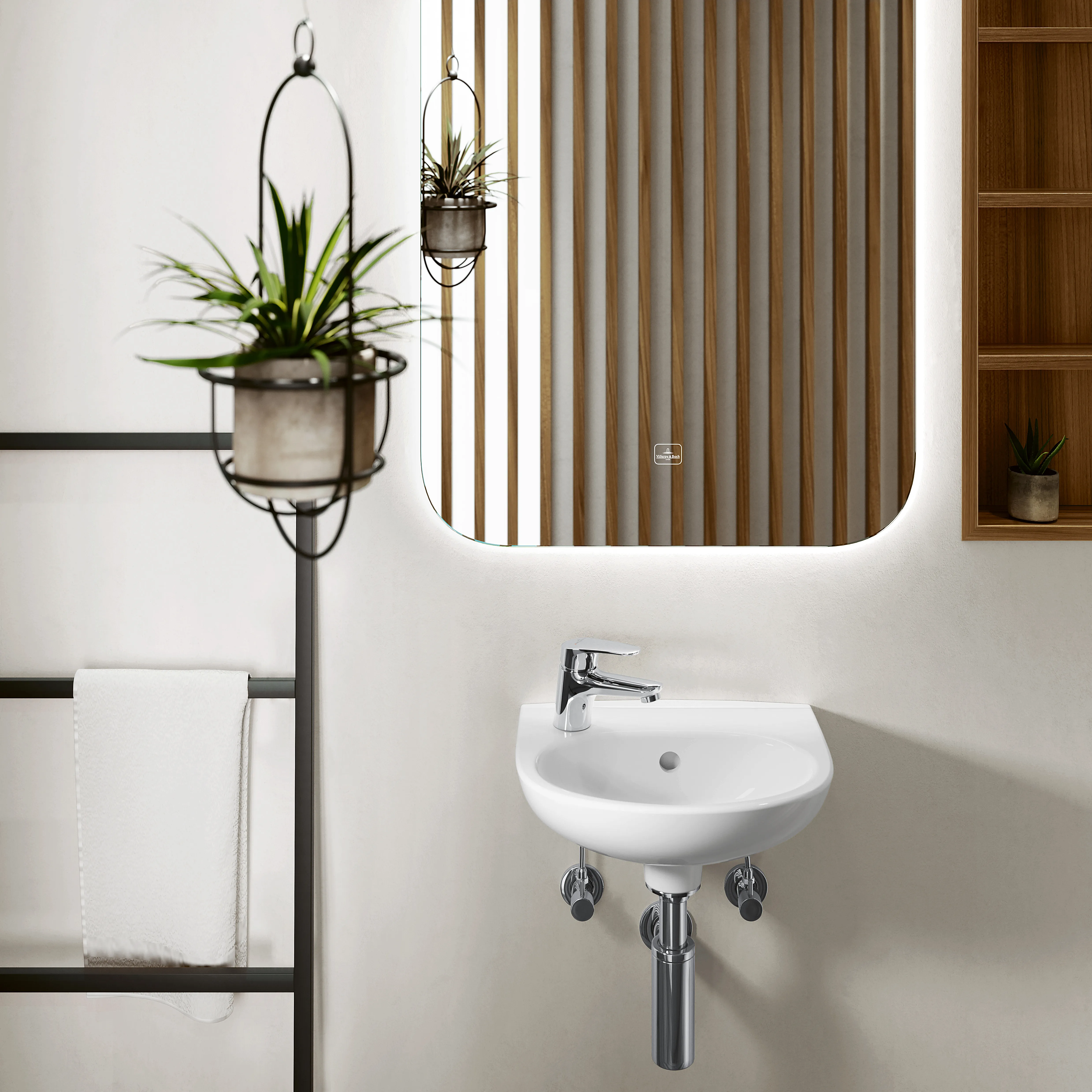 Villeroy & Boch Handwaschbecken O.novo, oval, weiß Alpin CeramicPlus, 360x275x145 mm, 1-Loch-Armatur, mit Überlauf