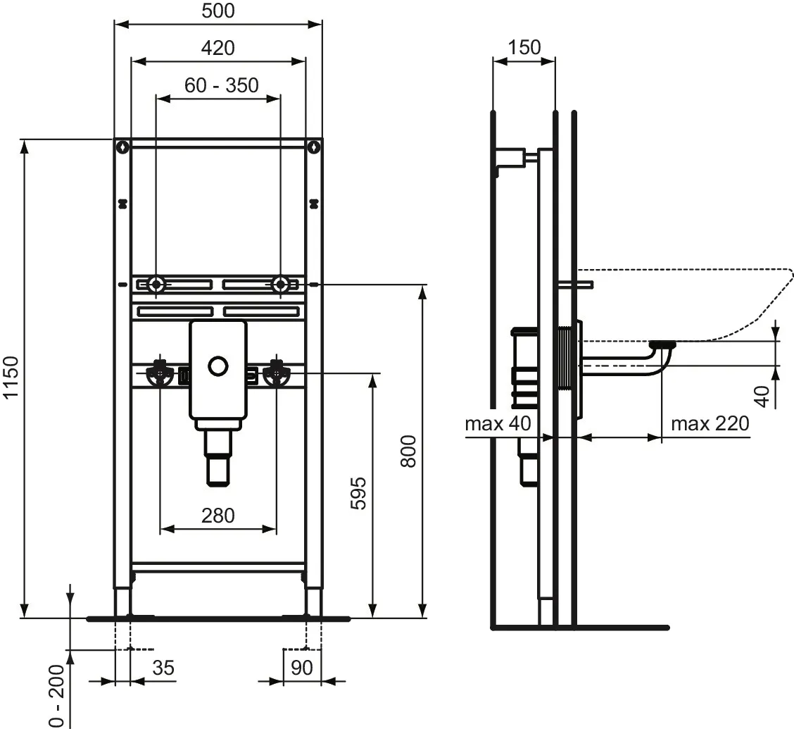 Ideal Standard Vorwand-/Einbauelement für Waschtisch 115 × 50 × 12 cm Ideal Standard Vorwand-/Einbauelement für Waschtisch 115 × 50 × 12 cm