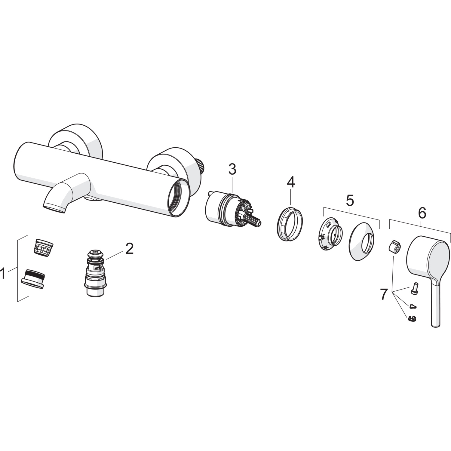 EHM Wannenfüll- und Brausebatterie VANTIS Style 5444 Ausladung 168 mm Chrom