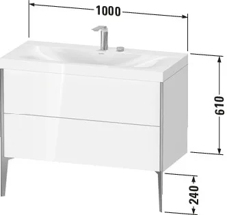 Duravit Waschtischunterschrank bodenstehend „XViu“ 100 × 61 × 48 cm in Weiß Matt