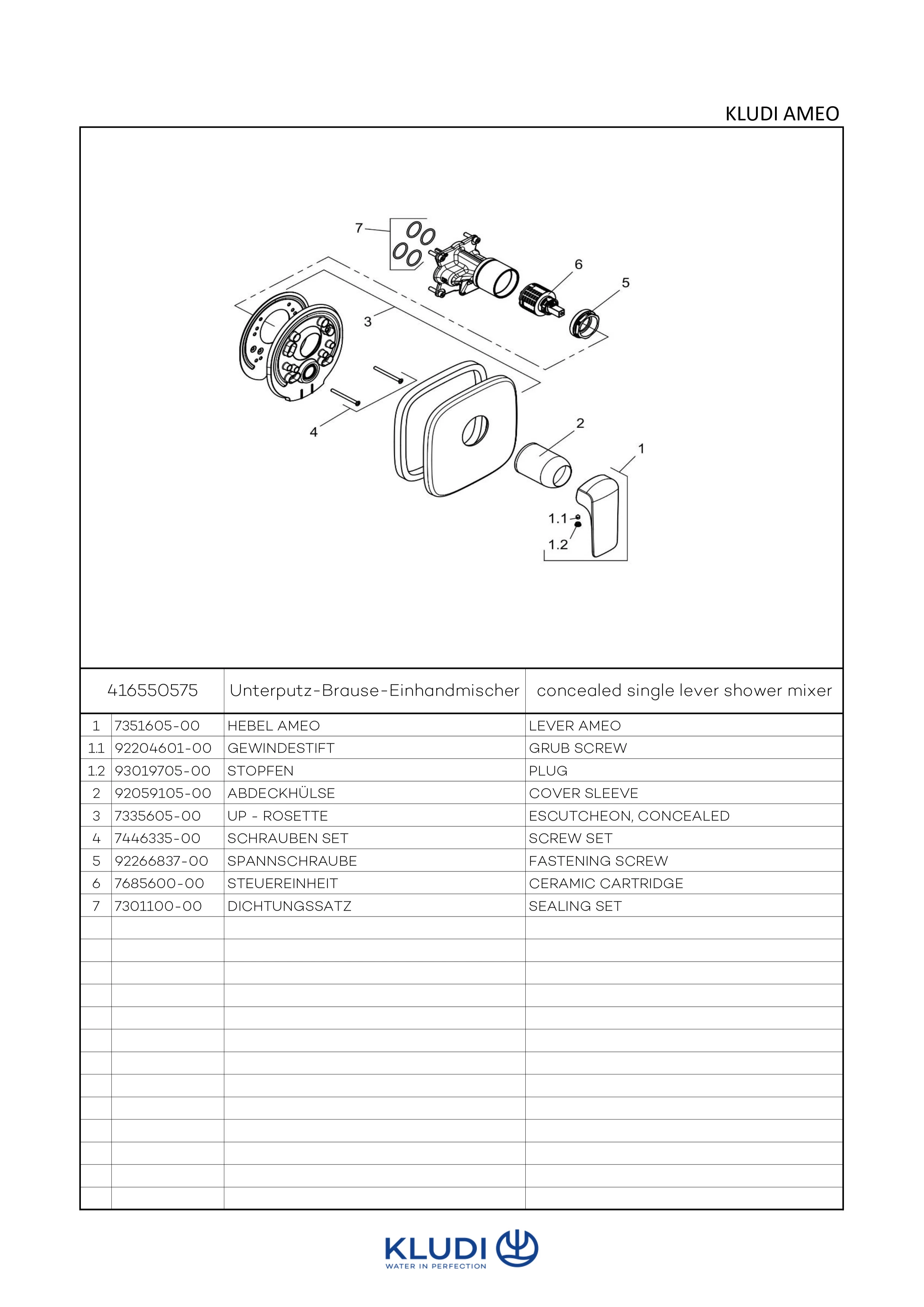 AMEO UP-Brause-EHM Feinbau-Set mit Funktionseinheit chrom