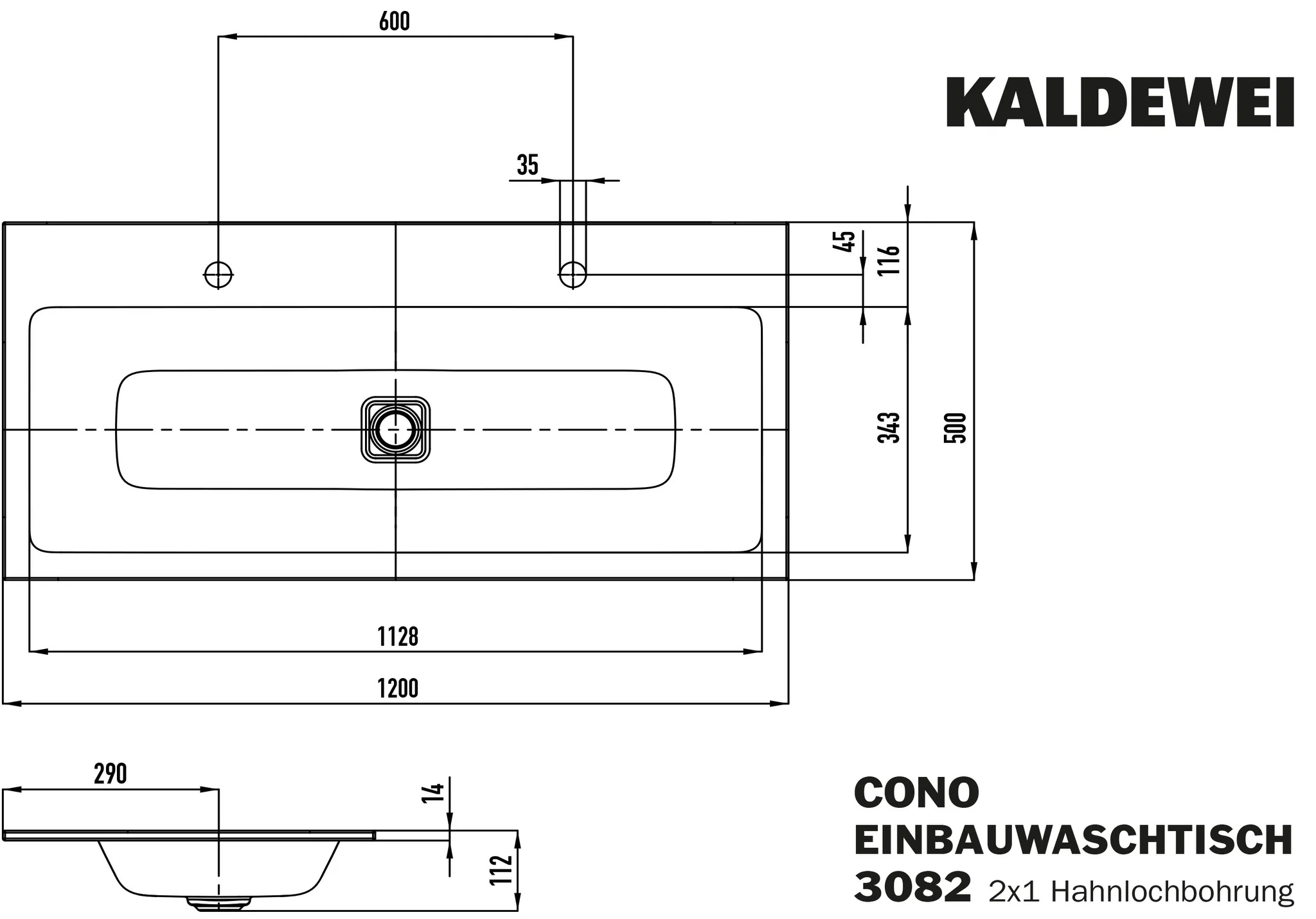 Kaldewei CONO Einbau-Doppelwaschtisch, 1200x500 mm, bahamabeige, Perl-Effekt, 2x1er Hahnlochbohrung, ohne Überlauf Kaldewei CONO Einbau-Doppelwaschtisch, 1200x500 mm, bahamabeige, Perl-Effekt, 2x1er Hahnlochbohrung, ohne Überlauf
