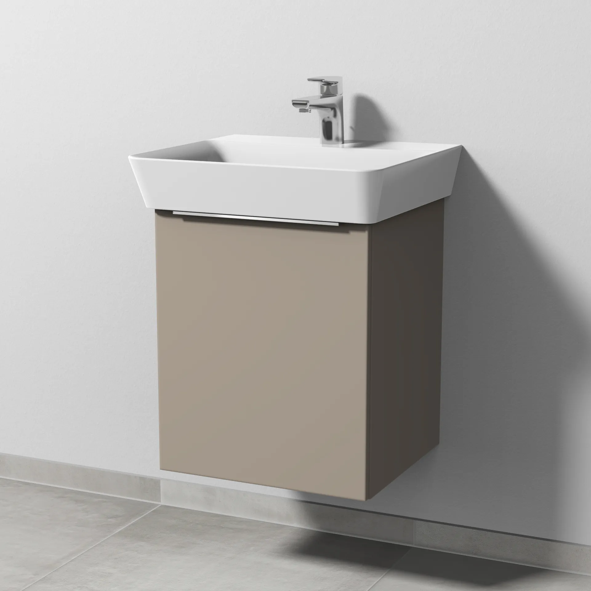 Sanipa Waschtischunterschrank „3way“ passend zu Keramik-Waschtische Connect Air Cube von Ideal Standard 430 × 513 × 392 mm in Sandgrau (matt),