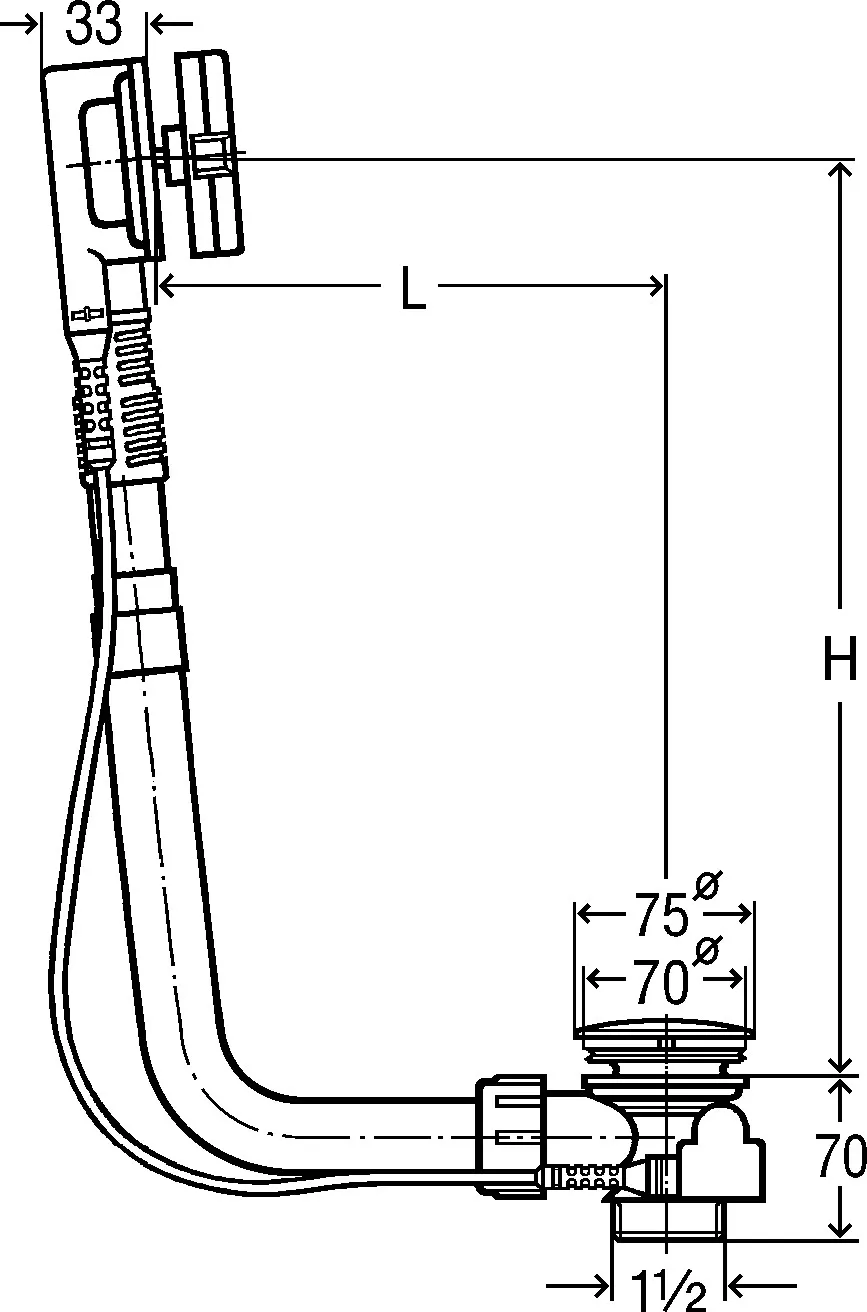 Viega Ab- und Überlaufgarnitur Modell 6163 „Multiplex“ 6163 in Messing verchromt 24,6 cm