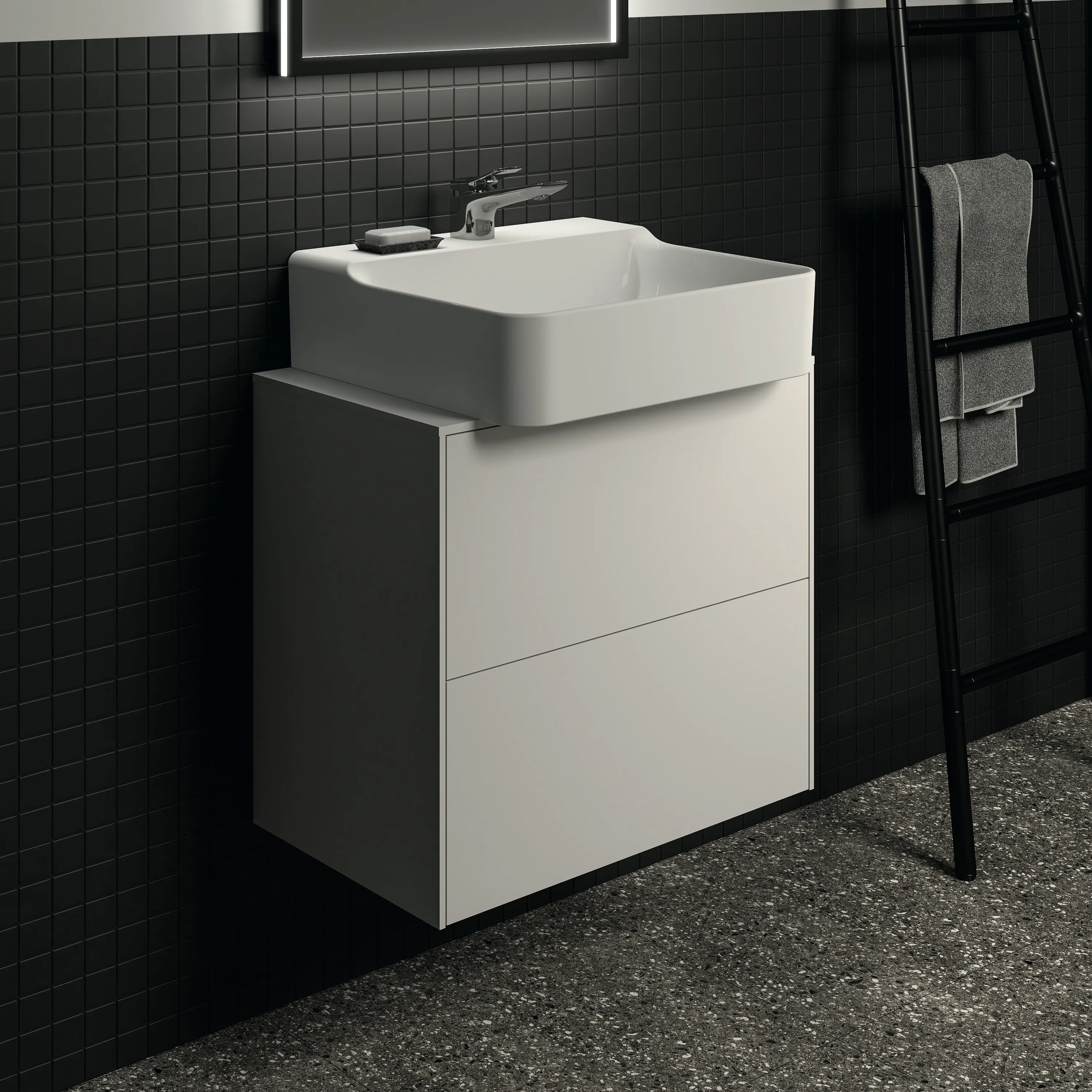 Ideal Standard Waschtischunterschrank „Conca“ 60,2 × 55 × 37,3 cm Weiß matt lackiert Ideal Standard Waschtischunterschrank „Conca“ 60,2 × 55 × 37,3 cm Weiß matt lackiert