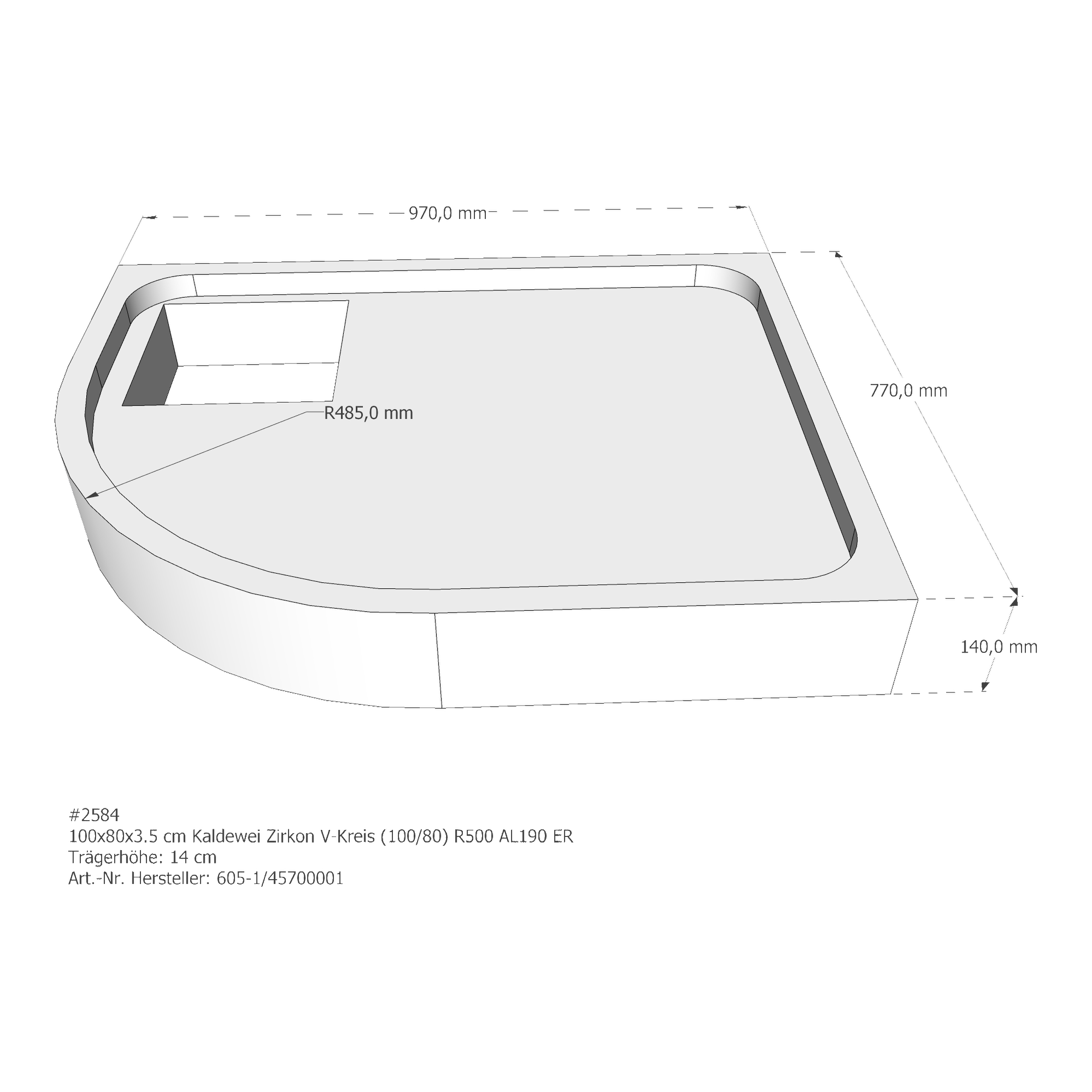 Duschwannenträger für Kaldewei Zirkon 100 × 80 × 3,5 cm Duschwannenträger für Kaldewei Zirkon 100 × 80 × 3,5 cm