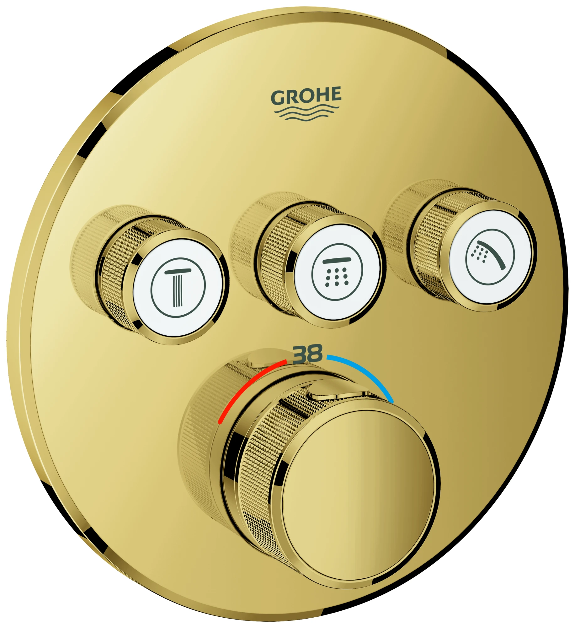 Thermostat Grohtherm SmartControl 29121, mit 3 Absperrventilen, Fertigmontageset für Rapido SmartBox, Wandrosette rund, chrom