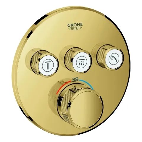 Thermostat Grohtherm SmartControl 29121, mit 3 Absperrventilen, Fertigmontageset für Rapido SmartBox, Wandrosette rund, chrom Thermostat Grohtherm SmartControl 29121, mit 3 Absperrventilen, Fertigmontageset für Rapido SmartBox, Wandrosette rund, chrom