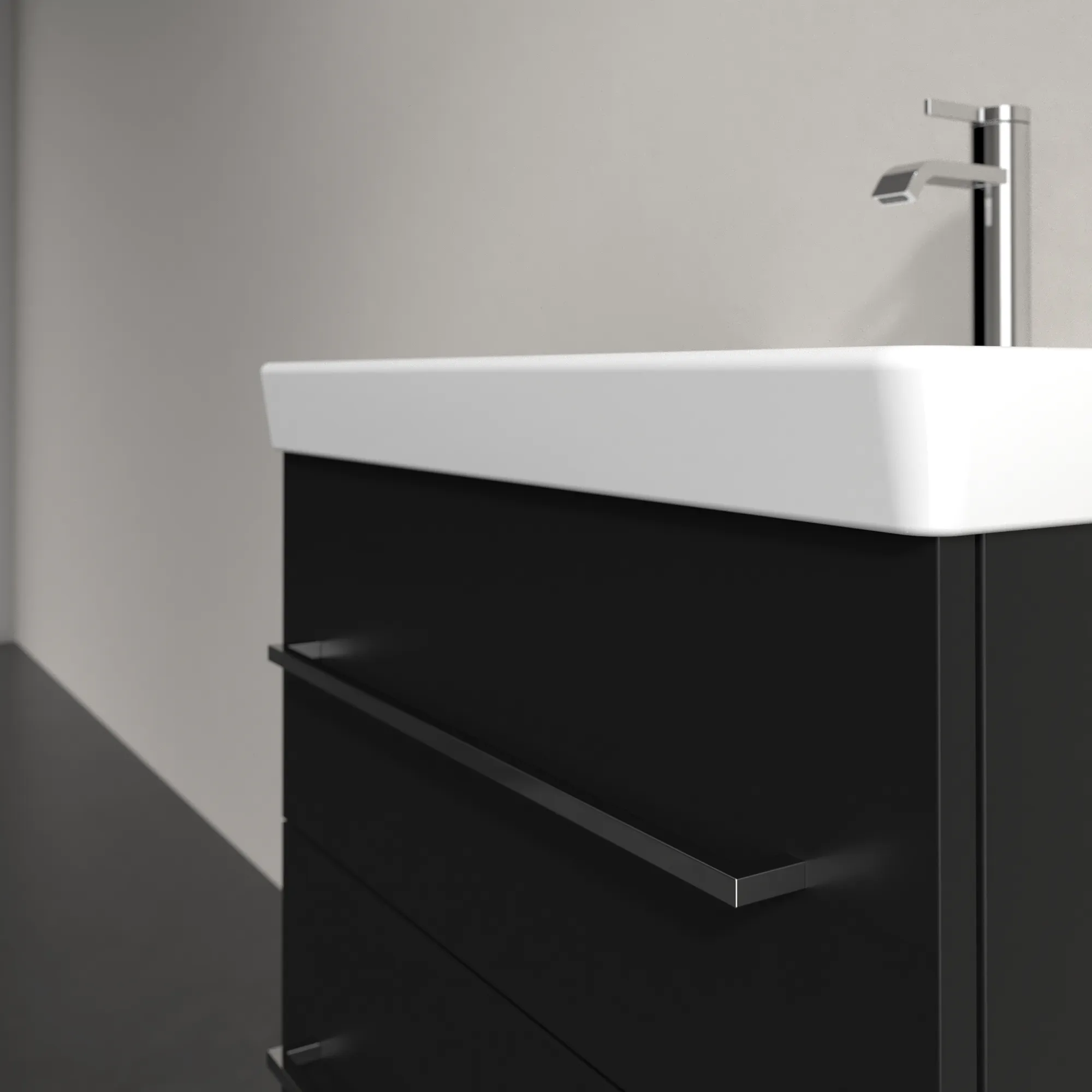 Villeroy & Boch Avento Waschbeckenunterschrank A88900, 576x514x484mm, 2 Auszüge, Waschbecken mittig, Volcano Black