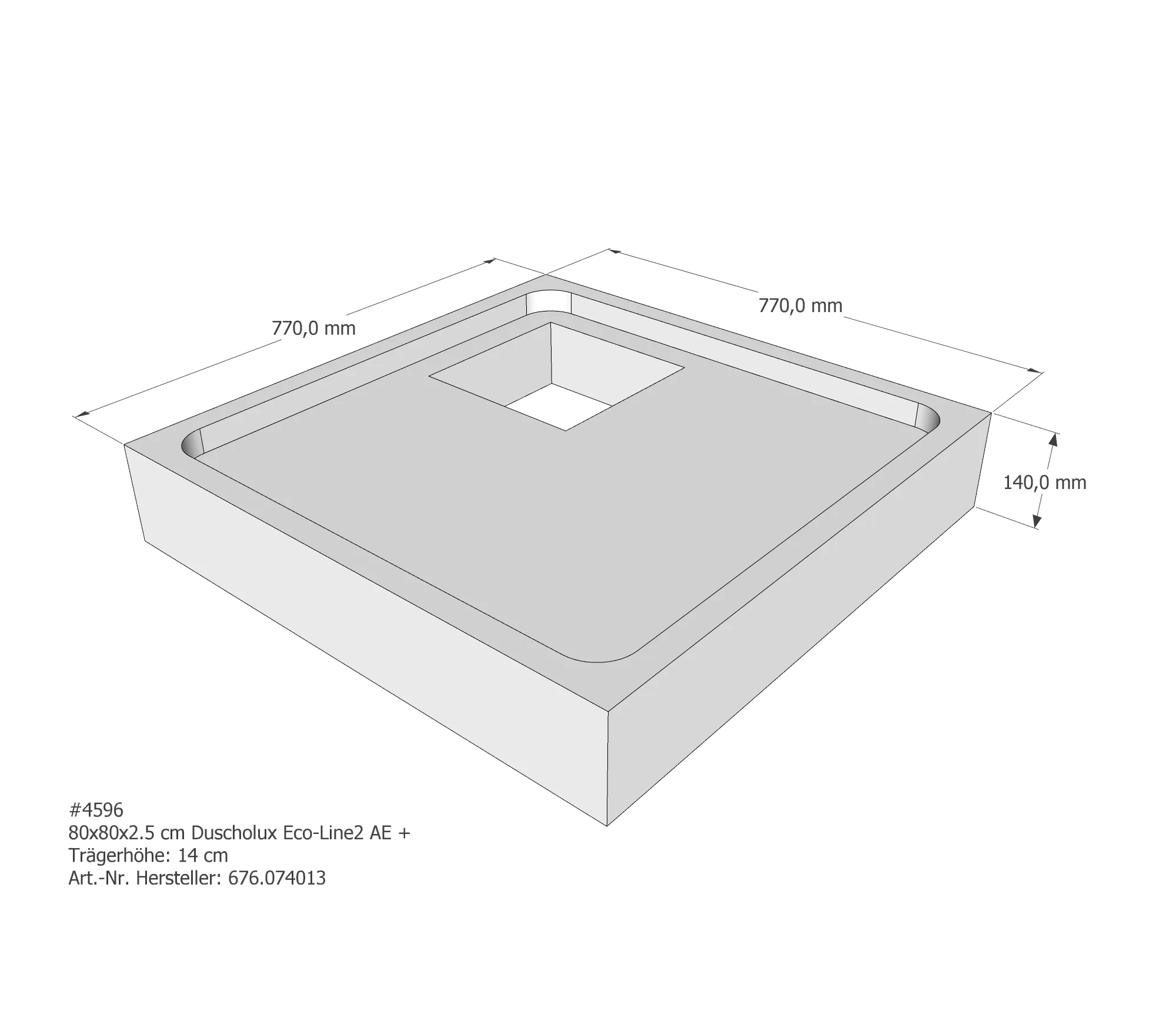 Duschwannenträger für Duscholux Eco-Line2 80 × 80 × 2,5 cm