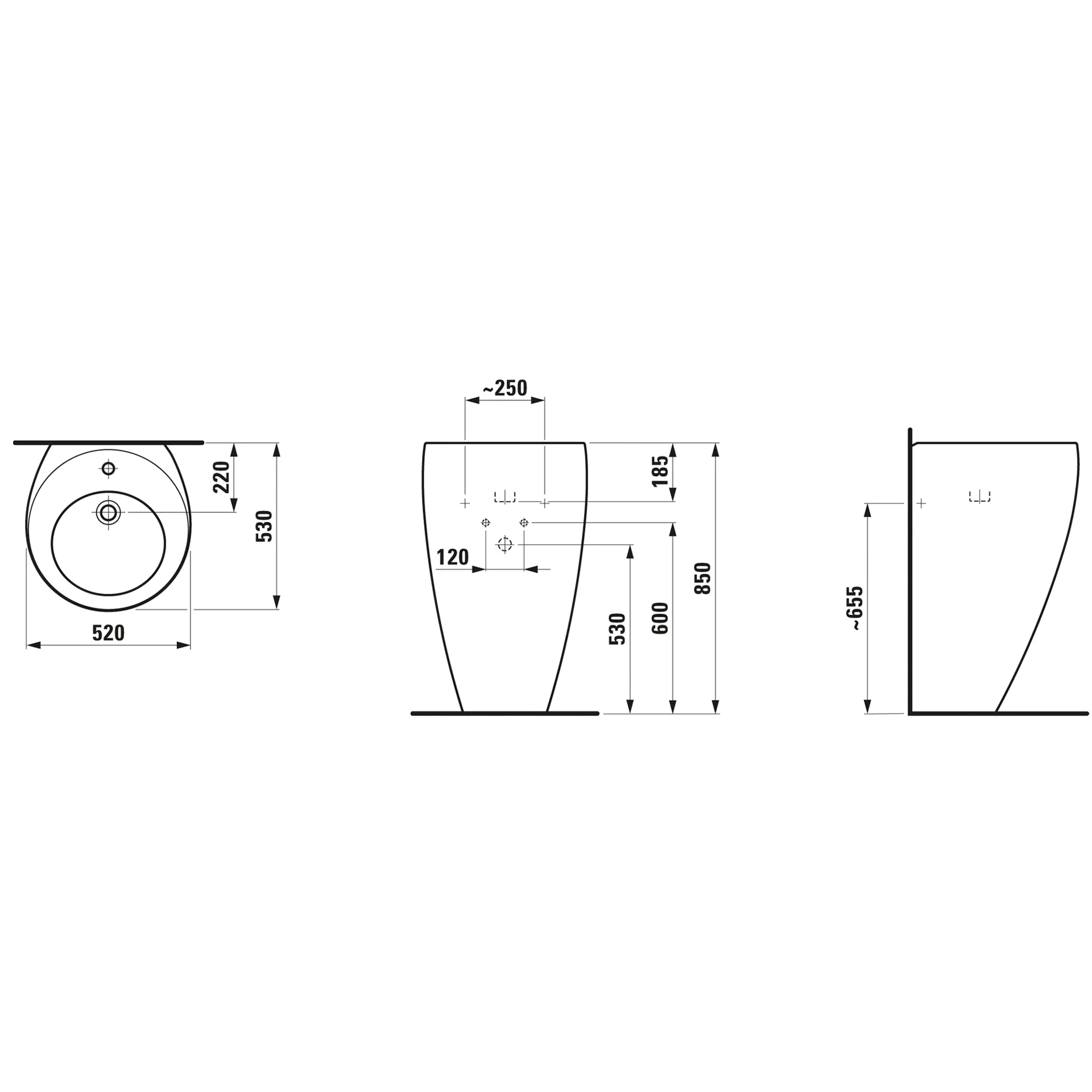 Waschbecken „Ilbagnoalessi“, Hahnlochposition mittig in Schwarz matt Waschbecken „Ilbagnoalessi“, Hahnlochposition mittig in Schwarz matt