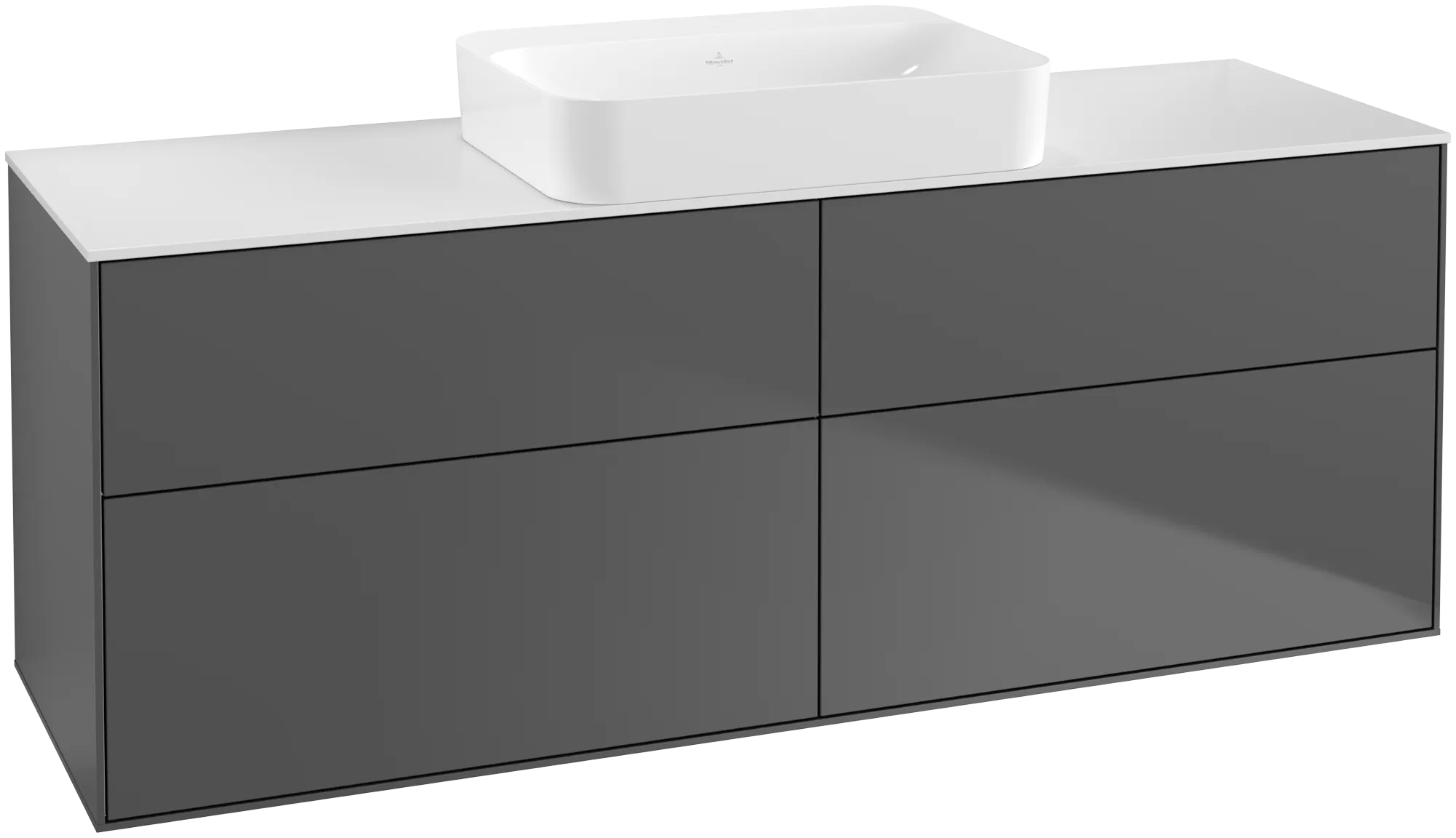Villeroy & Boch Waschbeckenunterschrank Finion G73, 1600x603x501mm, anthrazit matt / Glas Weiss Matt