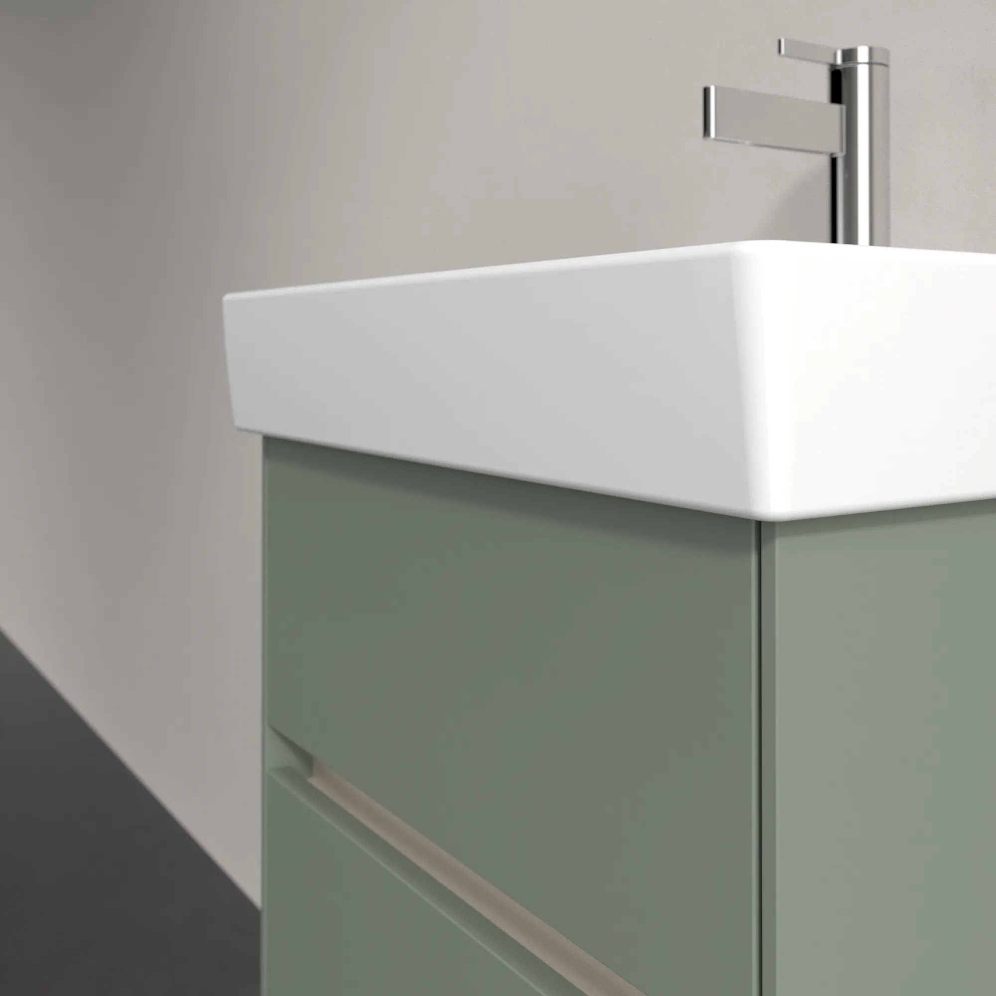 Villeroy & Boch Waschbeckenunterschrank Collaro C00600, Soft Green, 460x374 mm, Höhe 546 mm, mit Absenkautomatik und integrierten Aluminiumgriffen