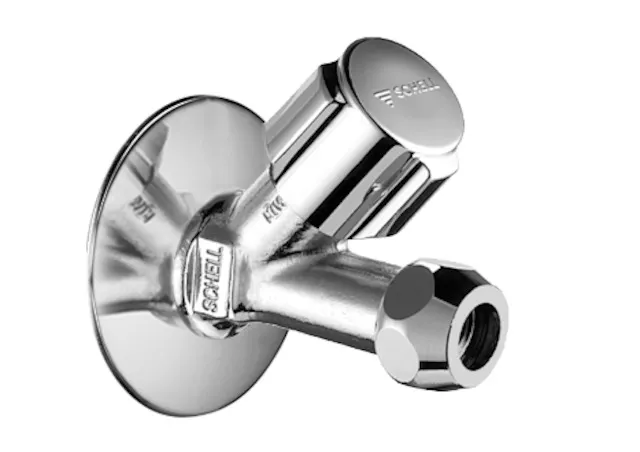 Schrägsitzventil COMFORT, COMFORT-Griff, Rosette Ø 54 mm (Tiefe 3 mm), DN 15 G 1/2 AG, Ø 10 mm (DN 10 G 3/8 AG), chrom