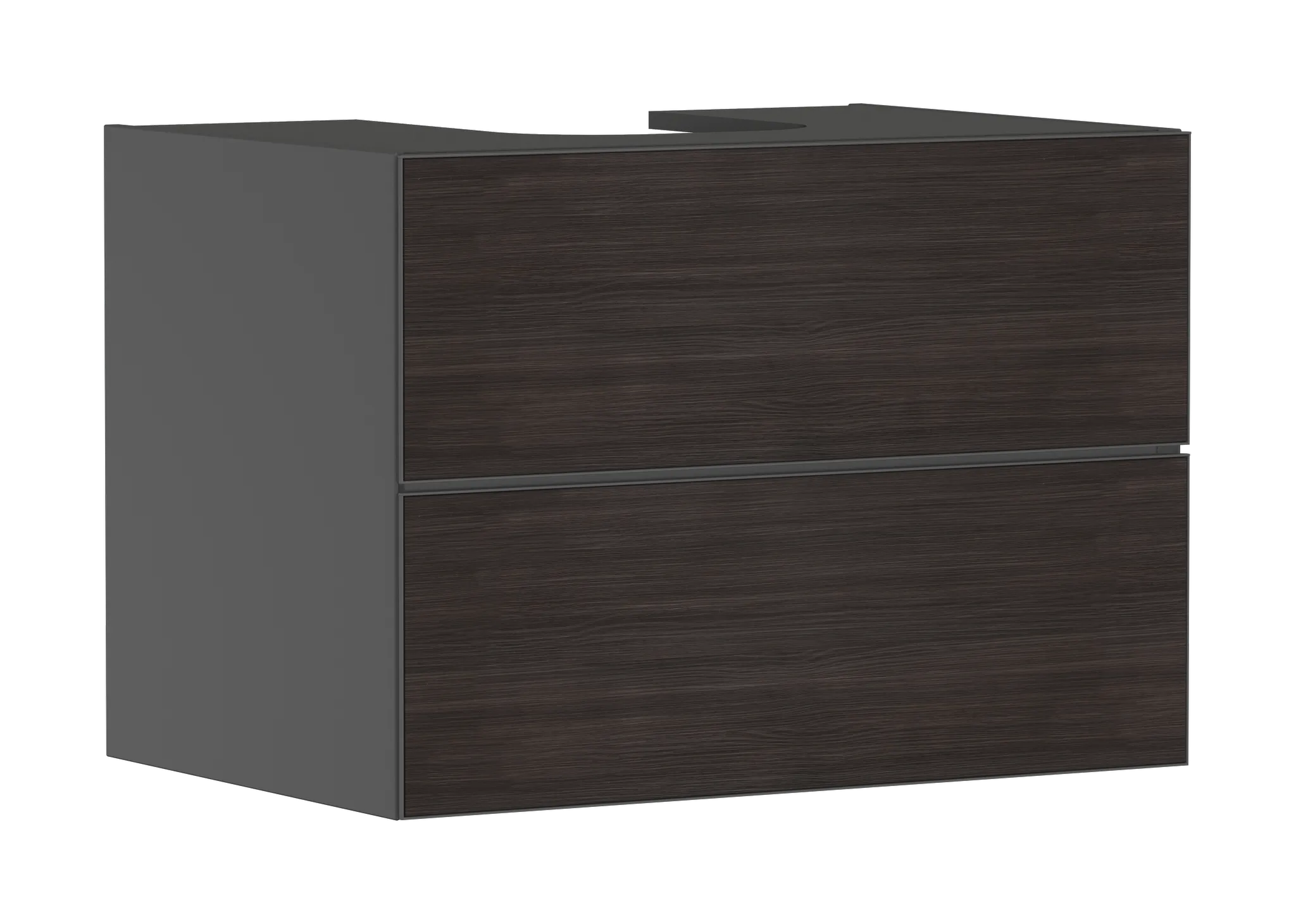 Xevolos E Waschtischunterschrank Schiefergrau Matt 780/550 mit 2 Schubkästen für Konsolen mit Aufsatzwaschtisch geschliffen Bronze Struktur