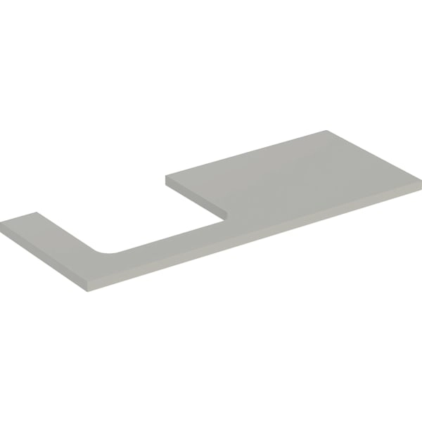 Geberit ONE Waschtischplatte greige matt, 119 x 47,3 cm, Ausschnitt links, für Aufsatzwaschtisch rechteckig